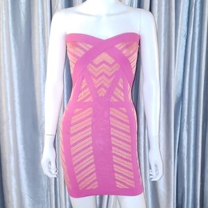 Arden B Hot Pink Orange Bandage Mini Dress